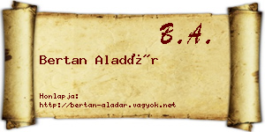 Bertan Aladár névjegykártya